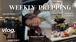 weekly *productive* prepping | monday routine, how i meal plan, workout, scheduling, prayer board!