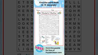 Weather Word Search-Find RAIN #wordsearch #wordgames #puzzlegame #wordpuzzle #weather #summerrain