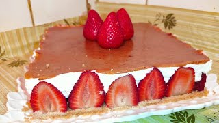 Recette de cheesecake à la fraiseتشيز كيك الفراوله بدون فزن باسهل طريقة مع اسرار نجاحها