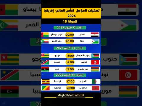 إليكم مباريات الجولة 10 والاخيرة من تصفيات الأفريقية المؤهلة إلى كأس العالم افريقيا 2026 