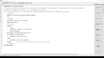 Algoritmo para solicitar una "contraseña" con 3 intentos usando la variable Repetir en Pseint
