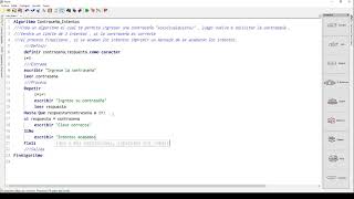 Algoritmo para solicitar una contraseña con 3 intentos usando la variable Repetir en Pseint