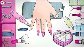 [💸paperdiy💸] Nail Art Tutorial💅Nail care with Paper cosmetics ASMR 네일아트 paper play 종이놀이 Wedding nail