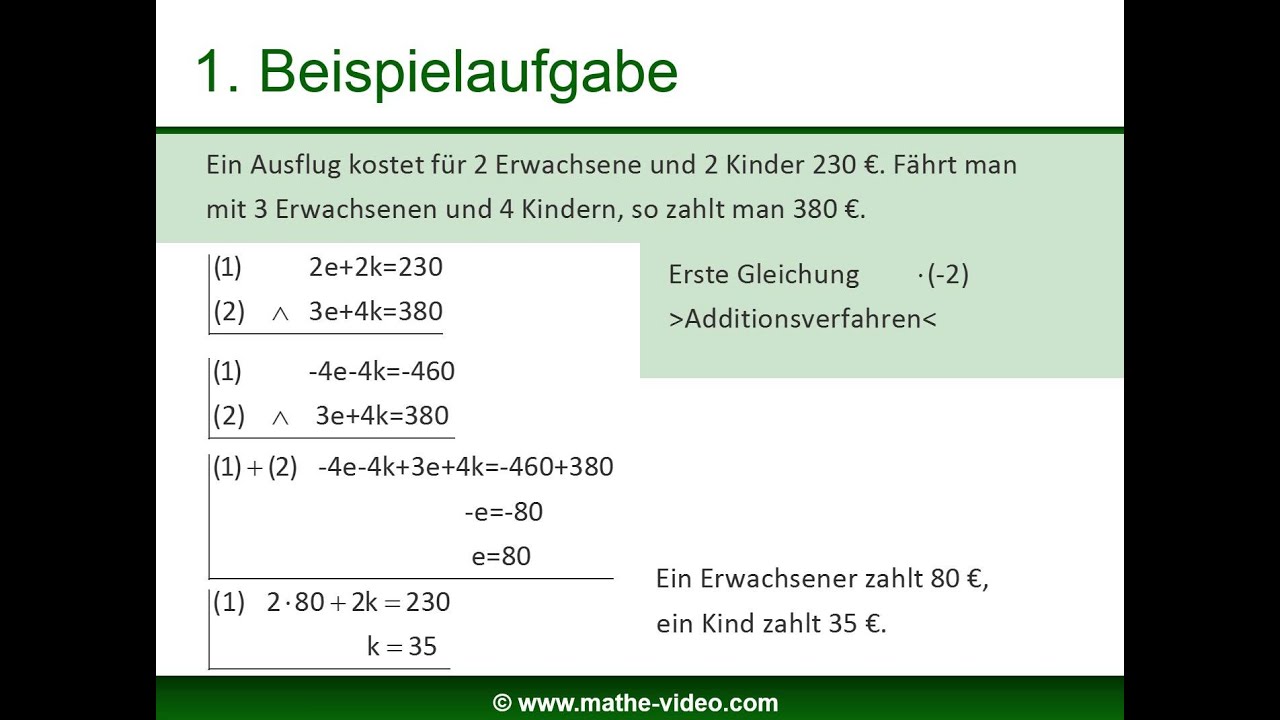 lineare Gleichungssysteme - Sachaufgaben - YouTube