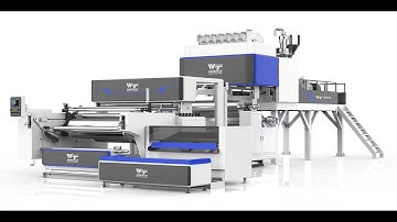 Three layer automatic stretch film machine working with paper core loading and unloading system