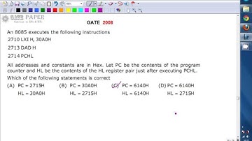 GATE 2008 ECE Contents of HL register pair after program execution, 8085 microprocessor