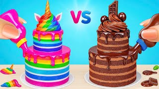 How to Make Mini Rainbow Cakes | Rainbow Unicorn VS Chocolate Cake Battle 4K🍫🌈 screenshot 1