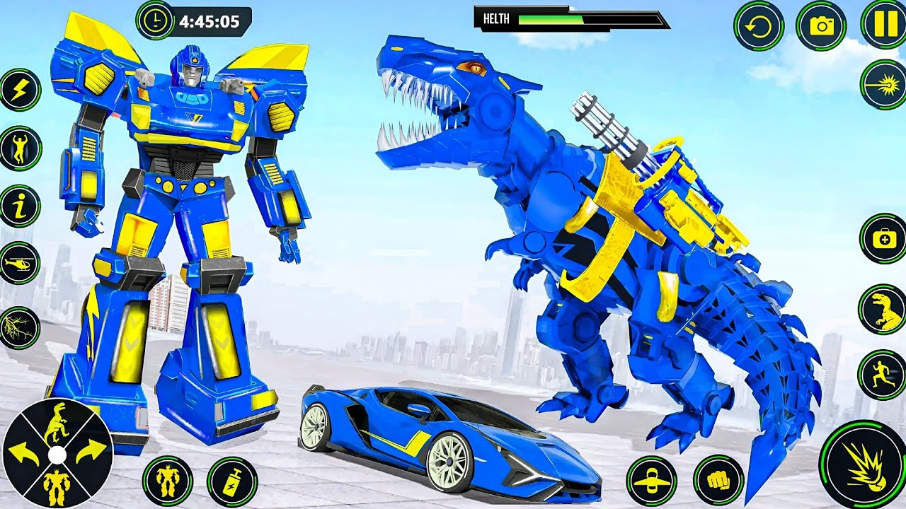 Dino Robot Jet Bike Car Transformation Robot Game 2026 Blue Dinosaur Update - Android Gameplay