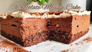 6 ingredients Chocolate Mousse Cake|No Gelatine