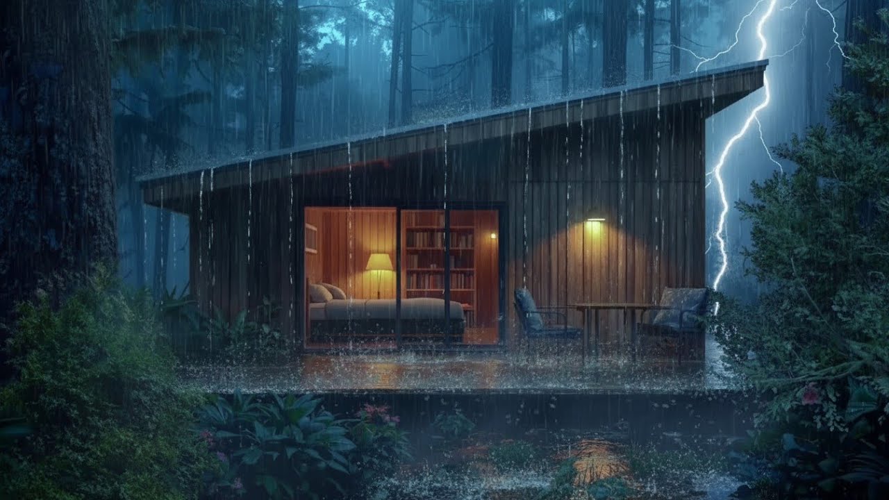 Soothing Thunderstorm Rain ASMR on Tin Roof 🌧️ Deep Sleep Night Sounds