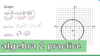 Algebra 2 Practice - Graph the Circle (x+1)^2 + (y+2)^2 = 25