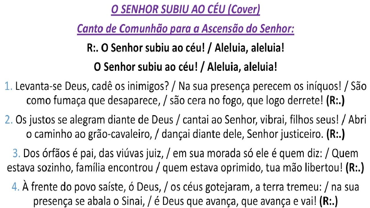 O Senhor Subiu Ao Céu Aleluia Aleluia Cifra - RETOEDU