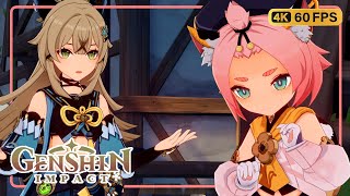 Diona Wants a Second Tail? | Diona Meets Kirara | Cutscene | 4K