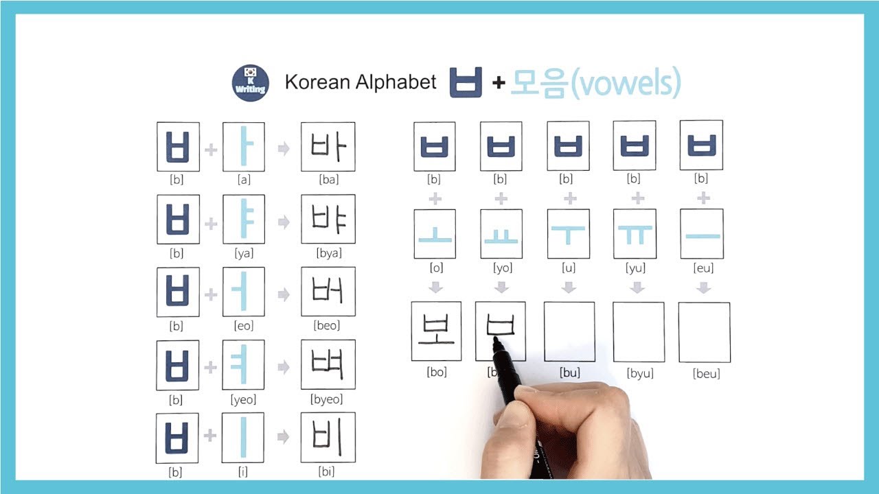 Learn Korean alphabet for beginners 'ㅂ' 한글결합 배우기 - YouTube