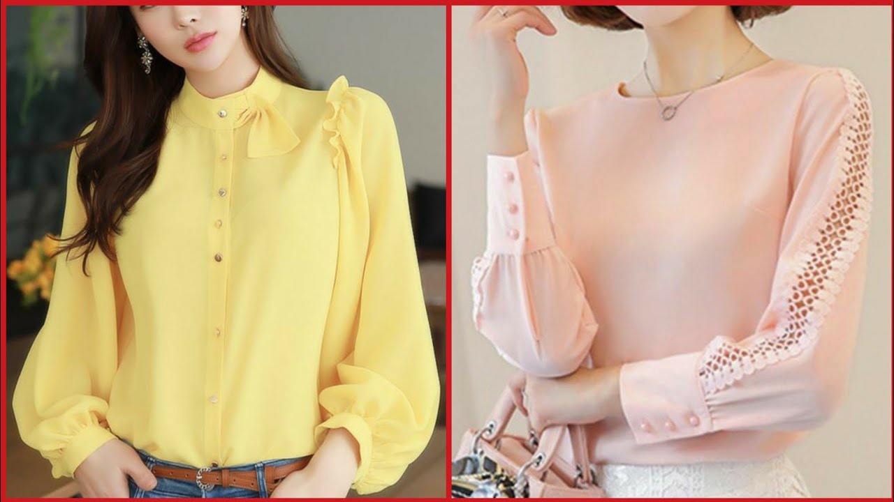 top sleeves designs/blouse neck styles/plain casual top and blouse