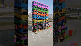 Mixed Rainbow Colour Cars & Buses Fall Crash #7 - BeamNG.Drive
