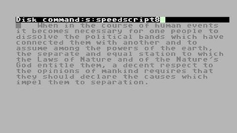 Using File & Disk Commands In Speedscript C64