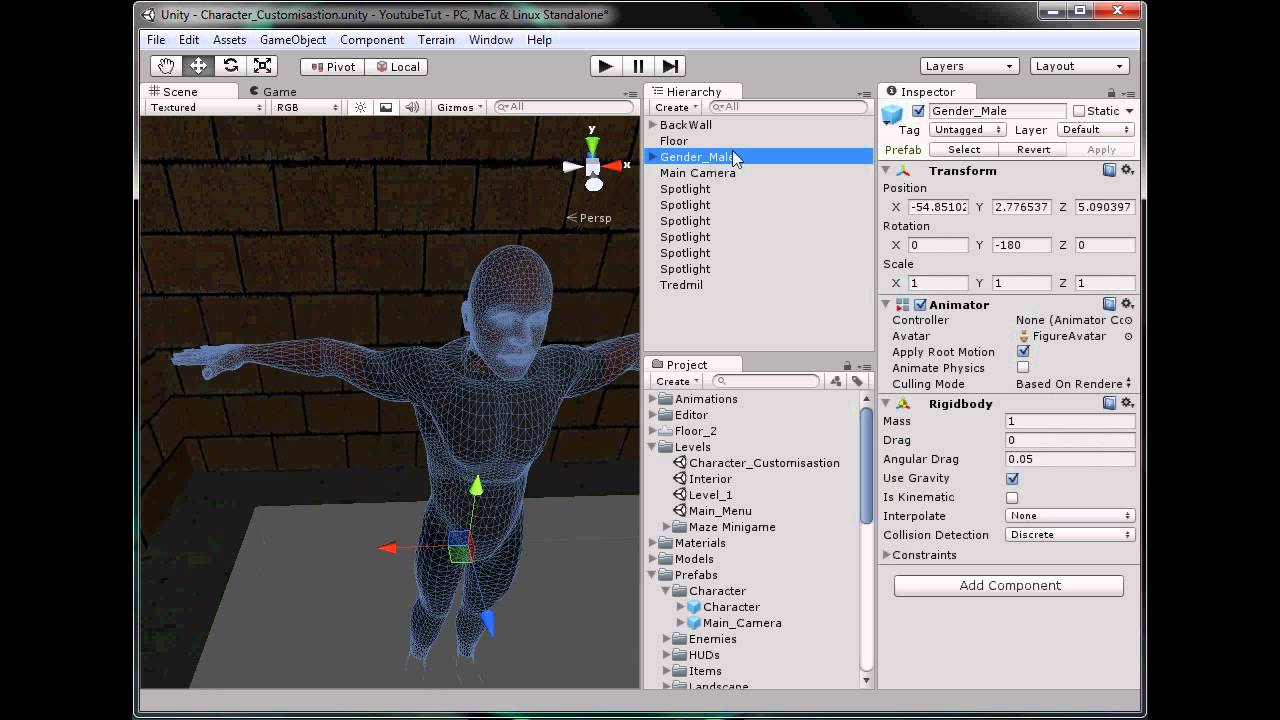  Unity  3D  Tutorial Part 70 Character creation YouTube