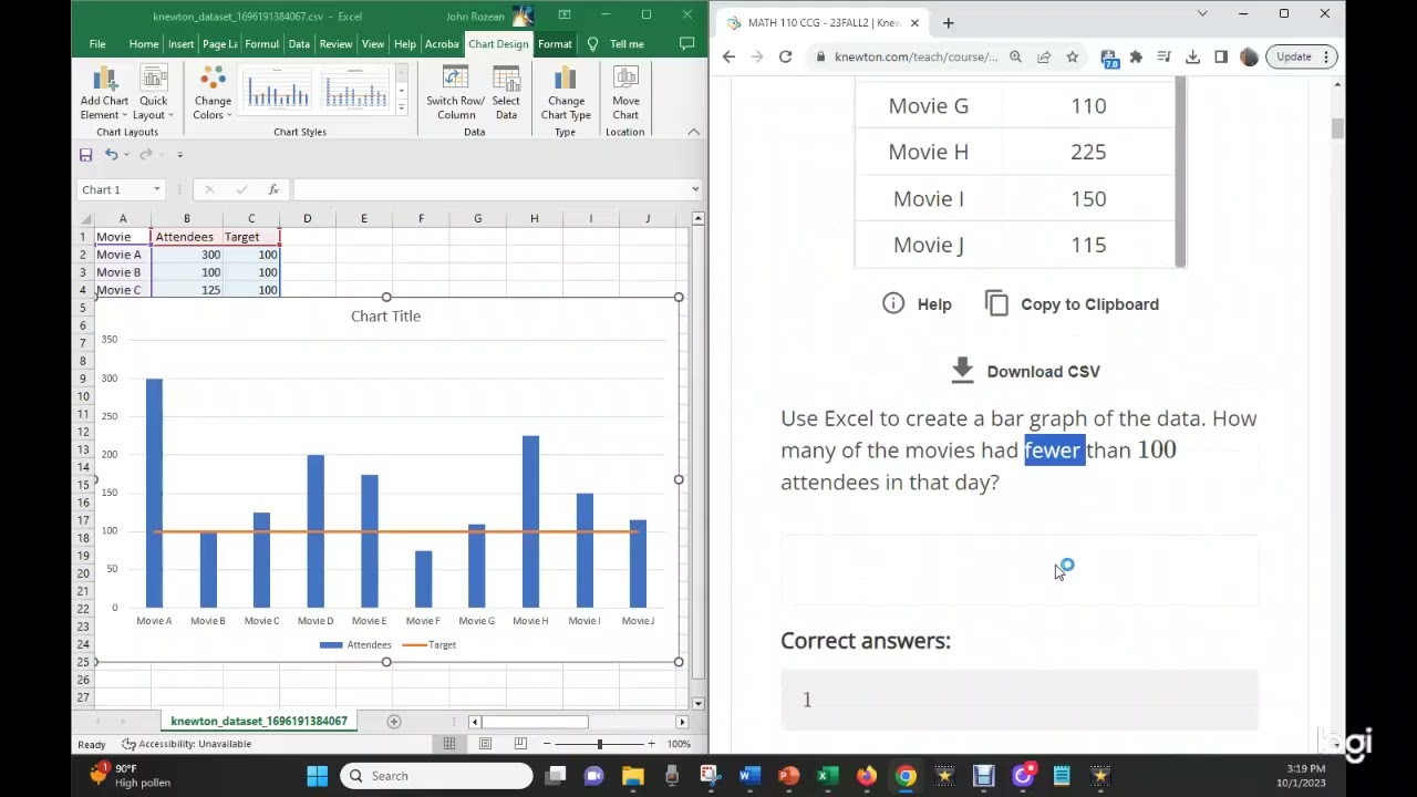 Bar and Line graphs in Excel