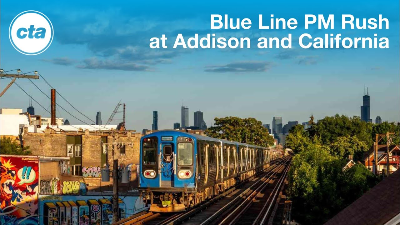 CTA 'L' - Blue Line Trains @ Addison + California during PM Rush (Aug ...