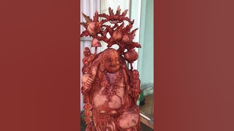 Tượng Phật Di Lặc Vác Cành Đào Gỗ Hương Đá | Gỗ Đỉnh