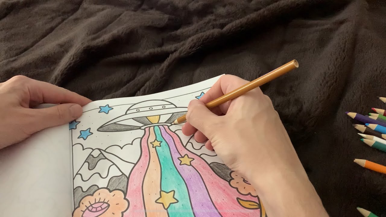 ASMR | UFO and Chill | Colouring | Hands Only No Talk