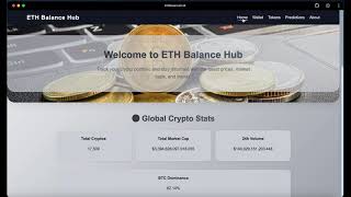 EthBalanceHub — Wallet Connection & Real-Time Ethereum Portfolio