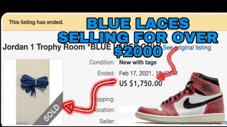 Trophy Room Jordan 1 Blue Laces for Sneakers Selling for over 2000 on EBAY WHAT