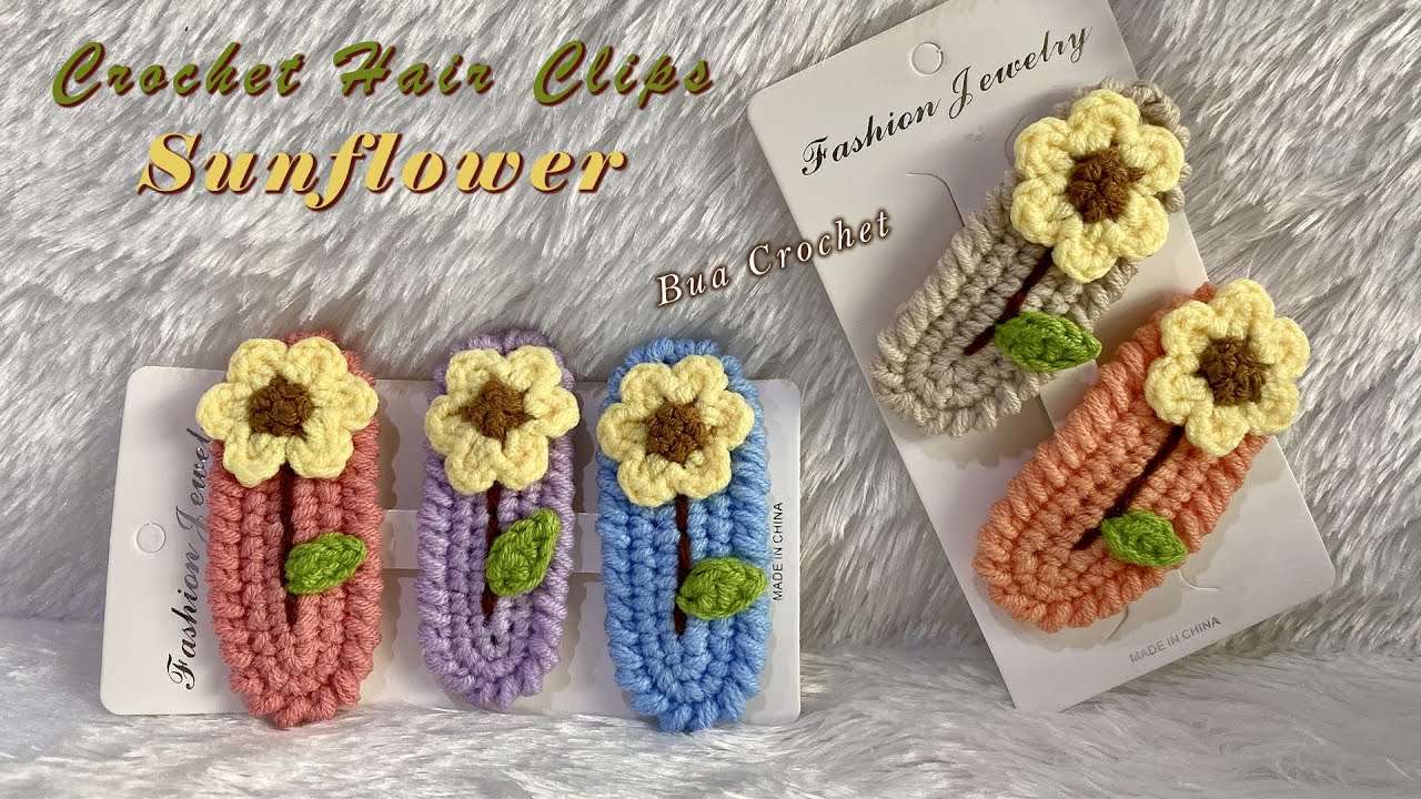 Crochet SUNFLOWER Hair Clips 🌻🌻 Crochet Hair Accessories