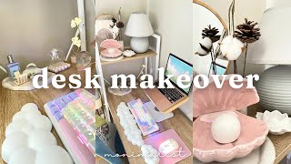 DESK SET-UP ~ soft minimalist aesthetic, neutrals and pastels | affordable desk makeover