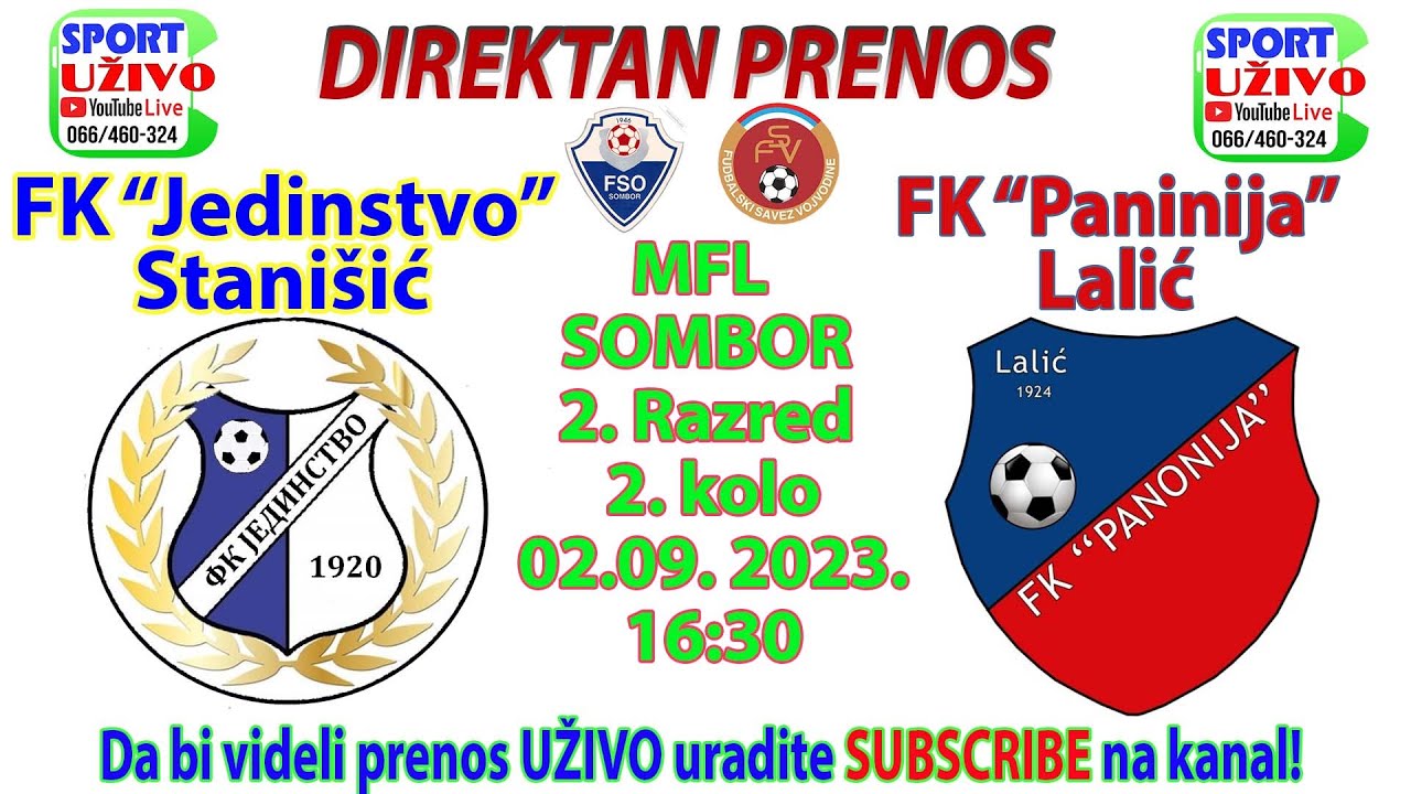 FK "Jedinstvo" Stanišić - FK "Panonija" Lalić - 02.09.2023. -  DIREKTAN PRENOS