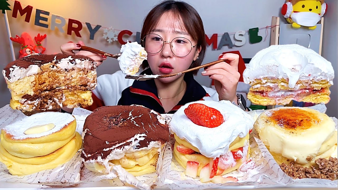 진주 마롱 수플레 팬케이크 딸기 크림브륄레 티라미수 팬케이크 디저트 먹방 Dessert Mukbang