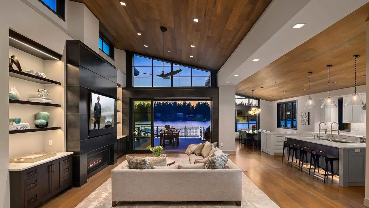 This $19,995,000 Breathtaking lakehouse in Washington is a modern vision on cherished Yarrow Point