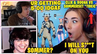 CLIX & BUGHA Vs SOMMERSET & Her NEW Duo GETS Toxic In 2v2 Zone Wars Wager! (Fortnite Funny Moments)