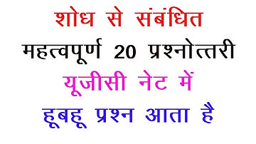 Research Aptitude Question Answer |  Mock Test For NTA UGC NET June 2020 | Shodh, Anusandhan Prashna