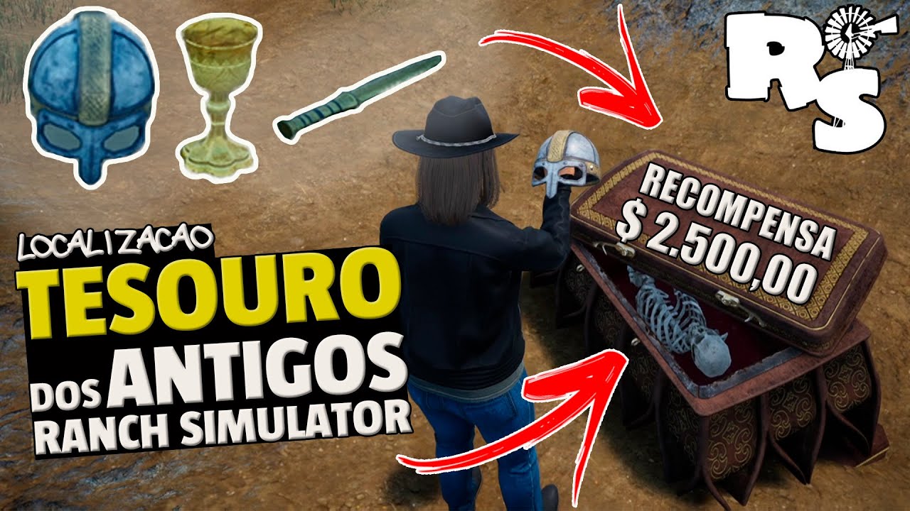 COMO E ONDE ACHAR OS 3 TESOUROS NO NOVO MAPA DO - RANCH SIMULATOR