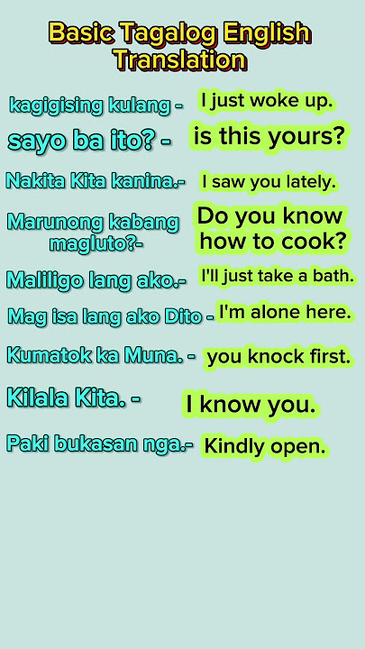 Basic Tagalog English Translation #Aienglishtagalogtranslation