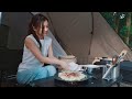 夏空の下、お好み焼きでお祭り気分。雨に追われたソロキャンプ🌧️｜ASMR 自然音