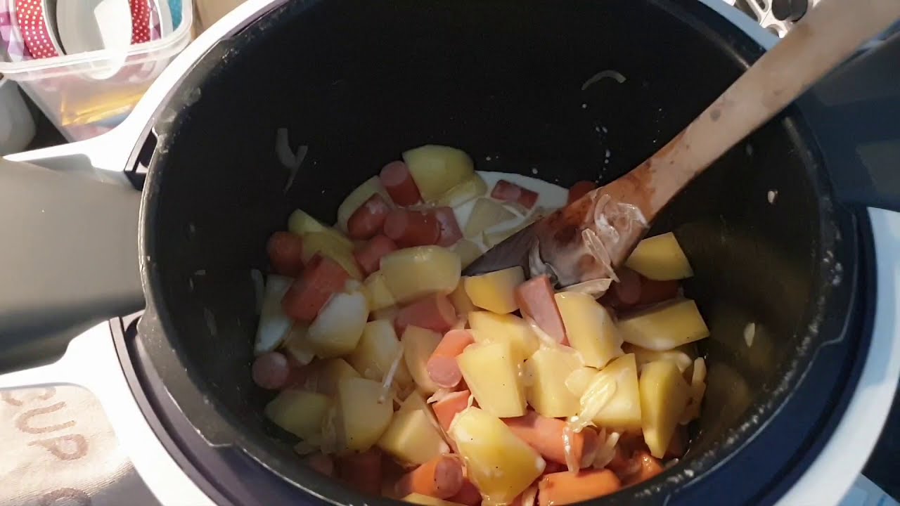 #cookeo #recettecookeo  🥔 Pommes de terre,knacki 🌭  sauce cheddar 🧀 ( Un délice !!! )