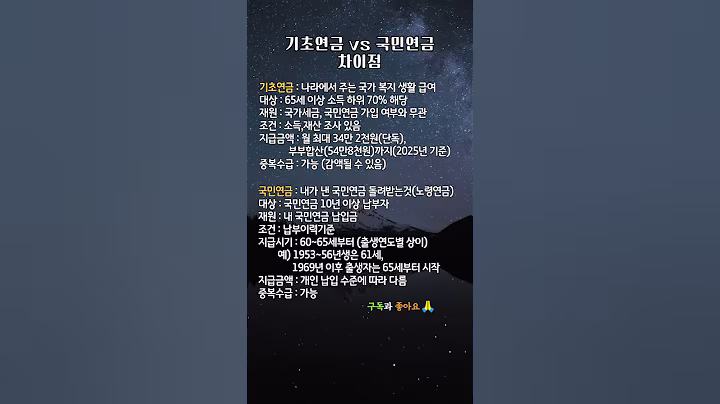 기초연금과 국민연금 차이점 #시니어정보 #명언카드