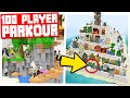 100 PLAYER vs MINECRAFT PARKOUR PYRAMID!!