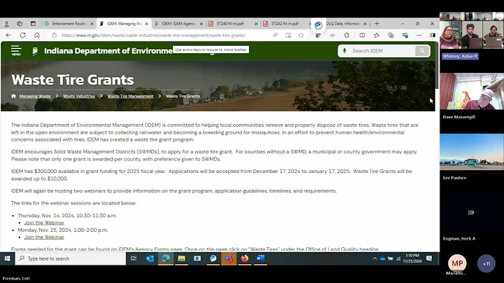 Waste Tire Grant Information Session, November 25, 2024