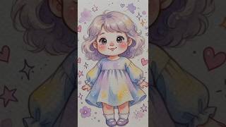 Cute Watercolor Chibi Girl 🌸✨