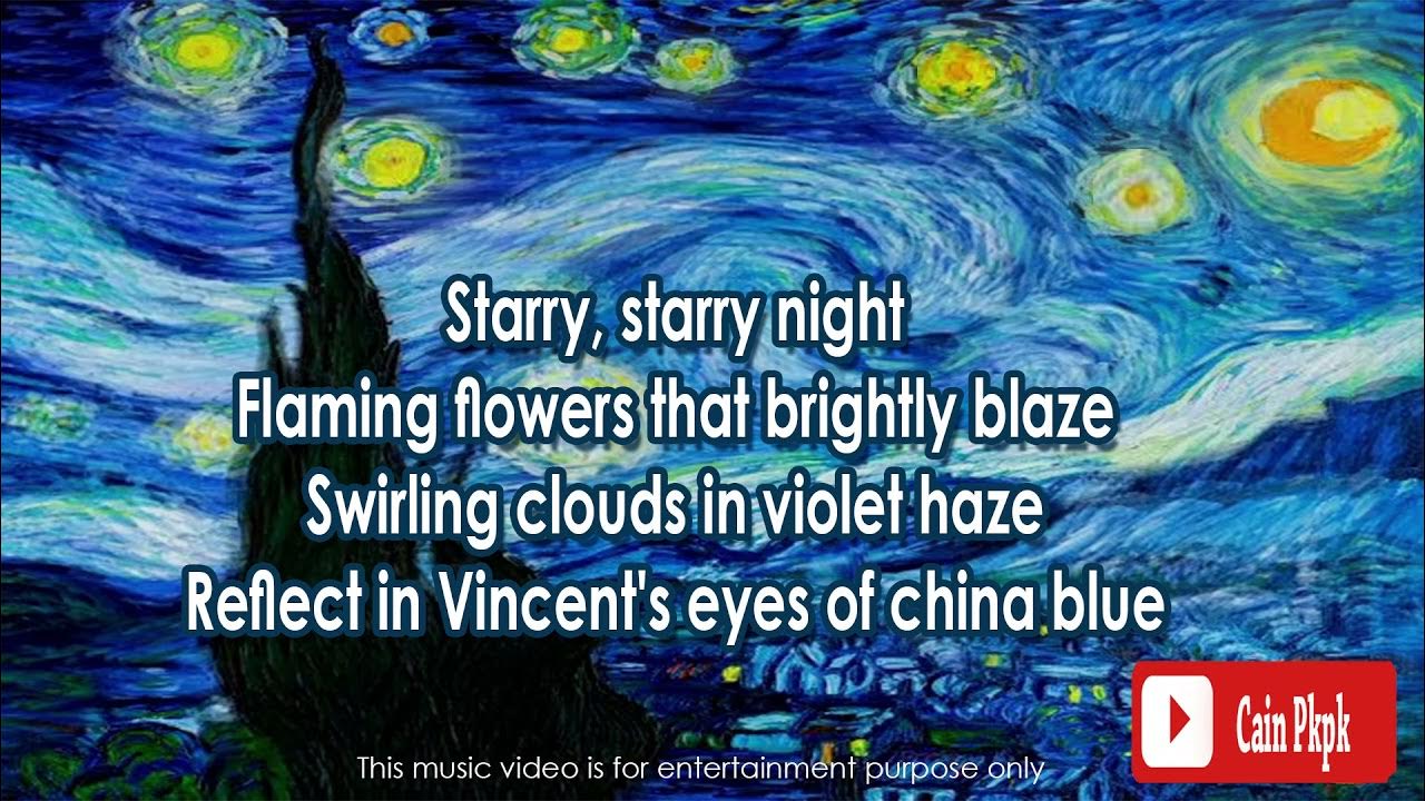 A Starry Night In Apollo Bay Lyrics Vincent (Starry, Starry Night) Lyrics - Don Mclean - YouTube