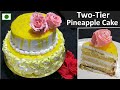 बिना अंडा बिना ओवन two Tier Pineapple cake बनाने का आसान तरीका टिप्स के साथ | 2 Kg Pineapple cake