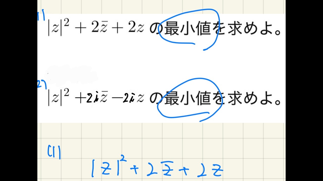 【複素数】　最小値・平方完成に似た扱い