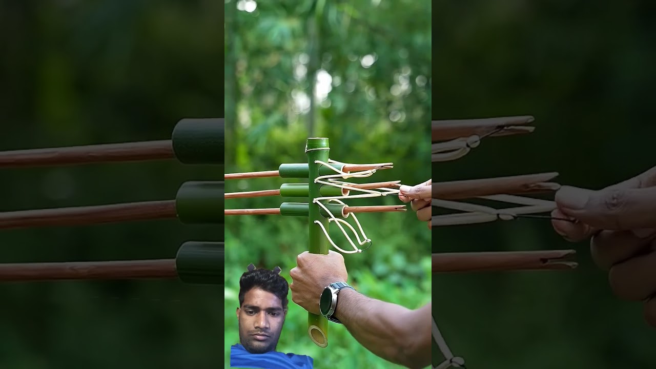 DIY Bamboo Slingshots with Three Bow and arrow 