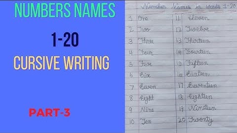 numbers names 1 to 20 in spelling with cursive writing , kiddo kid, handwriting, for kids, numbers