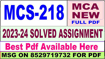 mcs 218 solved assignment 2023-24 || mcs 218 solved assignment 2024 in English || ignou mcs218 2024