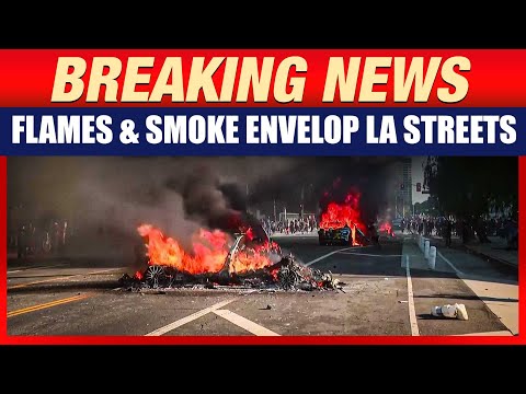 Total Chaos in LA | Flames and Smoke as LA Anti-ICE Protesters Set Waymo Cars on Fire | News9